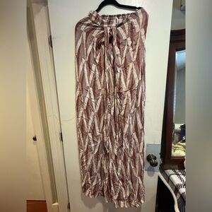 Brown and White Patterned Maxi Skirt